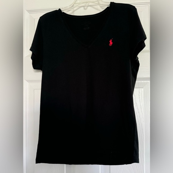 Women’s Ralph Lauren Black Polo T-Shirt SZ Large - Picture 1 of 6